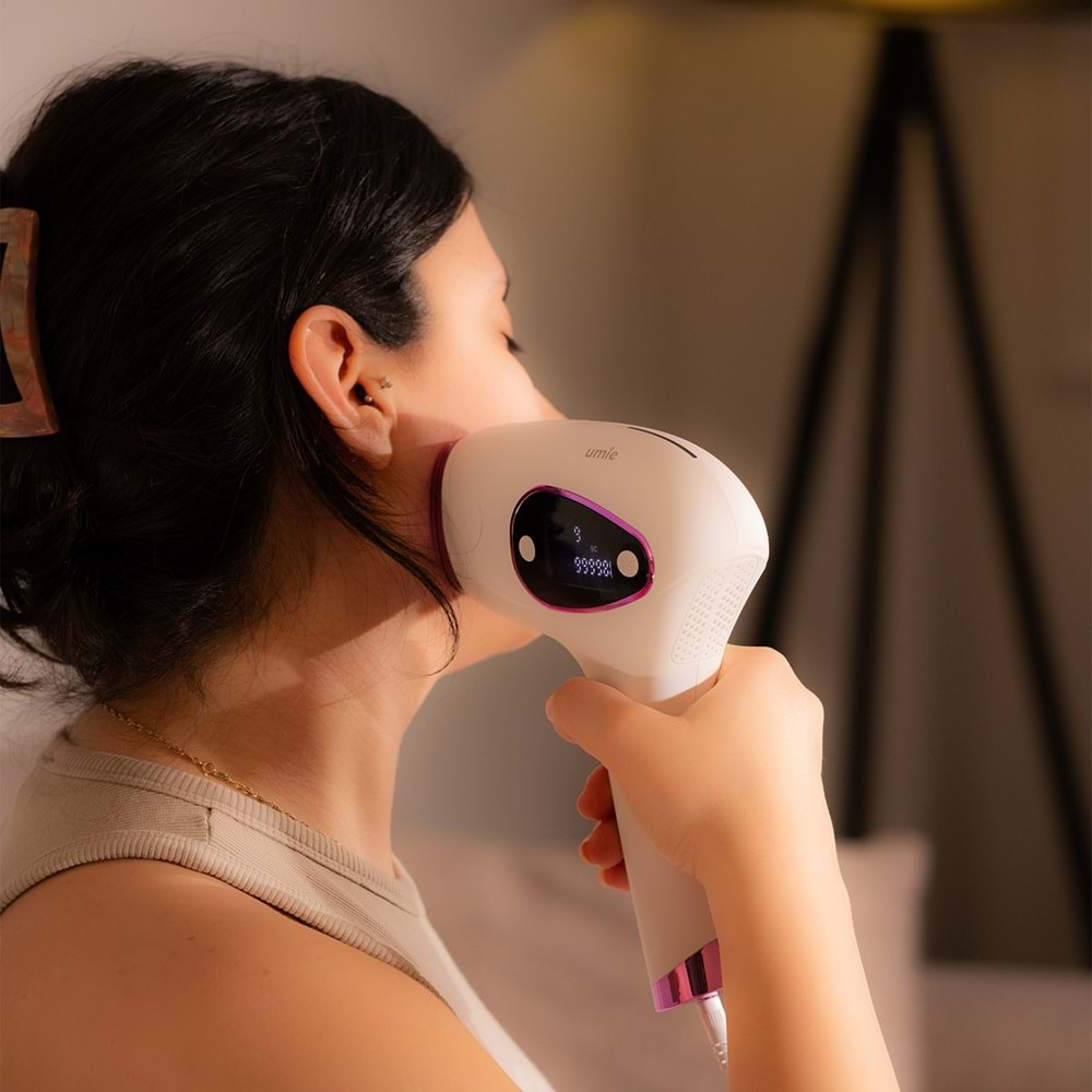 Umie IPL98 Beyaz 3 Başlık 9 Hız Kademeli IPL Lazer Epilasyon Cihazı 1 Milyon Atım Buzlu Quartz Tüp