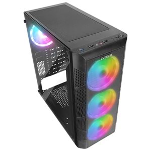 Everest CREST V1 Mesh Temperli Camlı 4x12cm Auto RGB Fan ATX Mid-T Gaming Oyuncu Kasası