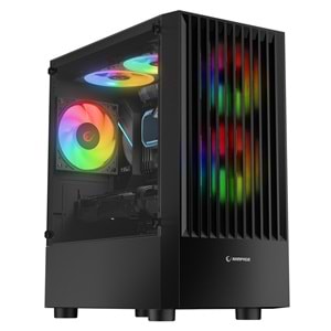 Rampage LYRA Mesh Temperli Camlı Siyah 3* 12cm RGB Fan M-ATX Mid-T Gaming Oyuncu Kasası