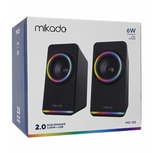 MİKADO 2.0 3W*2 SİYAH RGB AYDINLATMALI USB + 3.5MM USB 5V SPEAKER HOPARLÖR