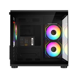 Rampage MINID V1 750W 80 Plus Bronze M-ATX Temperli Camlı 3*12cm ARGB Fan Siyah Oyuncu Kasası
