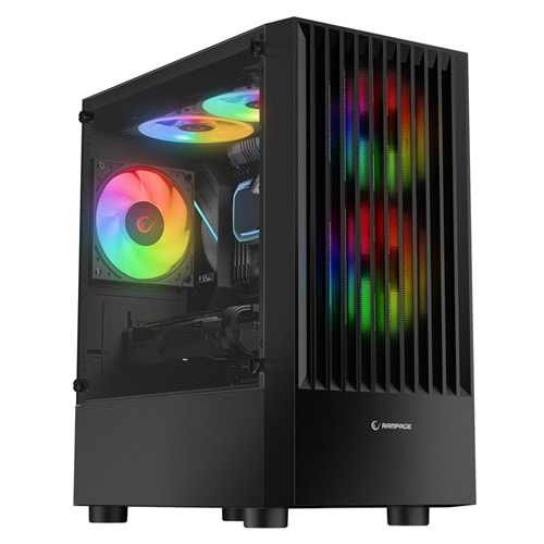 Rampage LYRA Mesh Temperli Camlı Siyah 3* 12cm RGB Fan M-ATX Mid-T Gaming Oyuncu Kasası