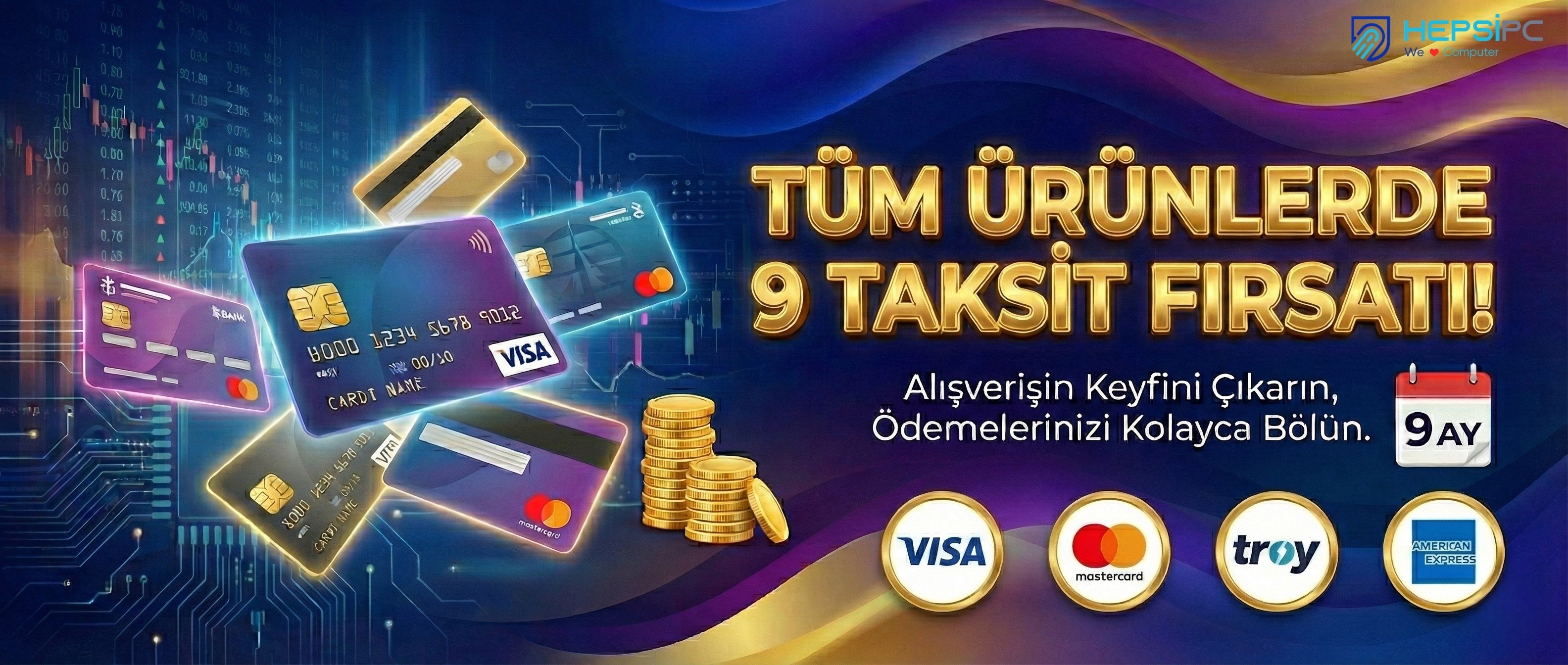 Hepsipc den yapacağınız alışverişlerde tüm kredi kartlarına 9 taksit fırsatı! Bilgisayar parçaları, laptop ve aksesuarlara uygun ödeme koşullarıyla hemen sahip olun.