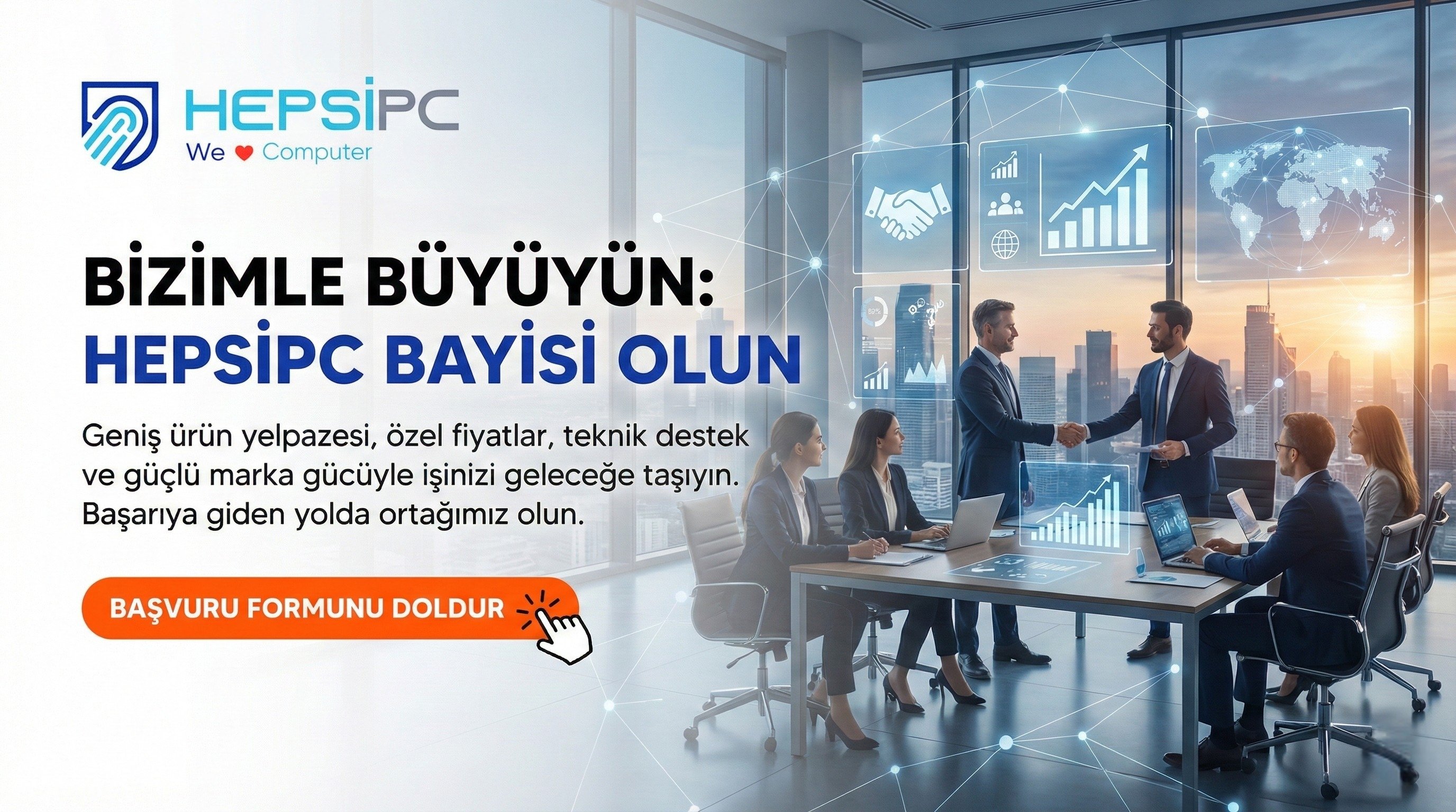 Hepsipc bayisi olun, bilgisayar bileşenleri ve yazılım çözümlerinde avantajlı fiyatlardan yararlanın! Kurumsal iş ortaklığı ve bayilik avantajları için hemen başvurun.