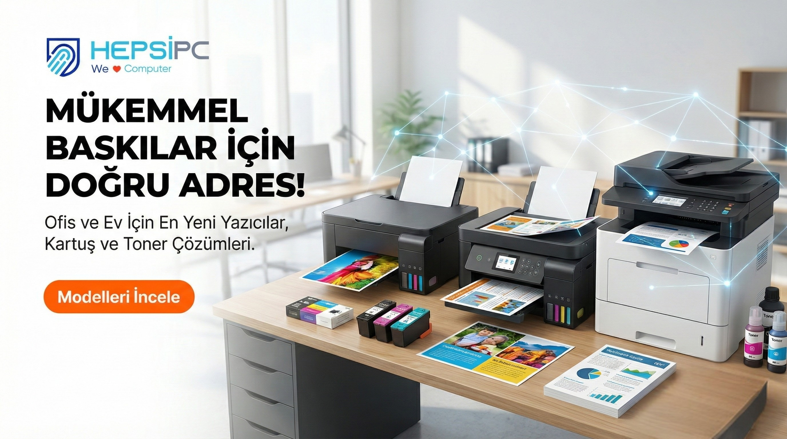 Ev ve ofis tipi lazer, mürekkep püskürtmeli ve tanklı yazıcı modelleri Hepsipc de! HP, Canon, Epson ve Brother yazıcıları en uygun fiyat ve taksit seçenekleriyle keşfedin.